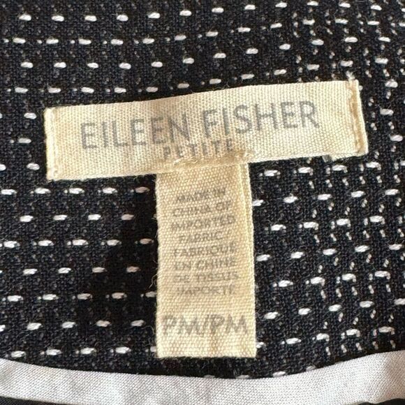 Eileen Fisher jacket Womens Sz M P tweed open Neck Blazer cotton Woven Patterns - Picture 10 of 10